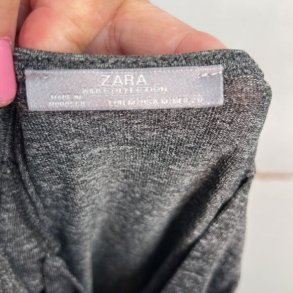 Zara W & B Gray ruched dress size Medium EUC - Picture 10 of 11
